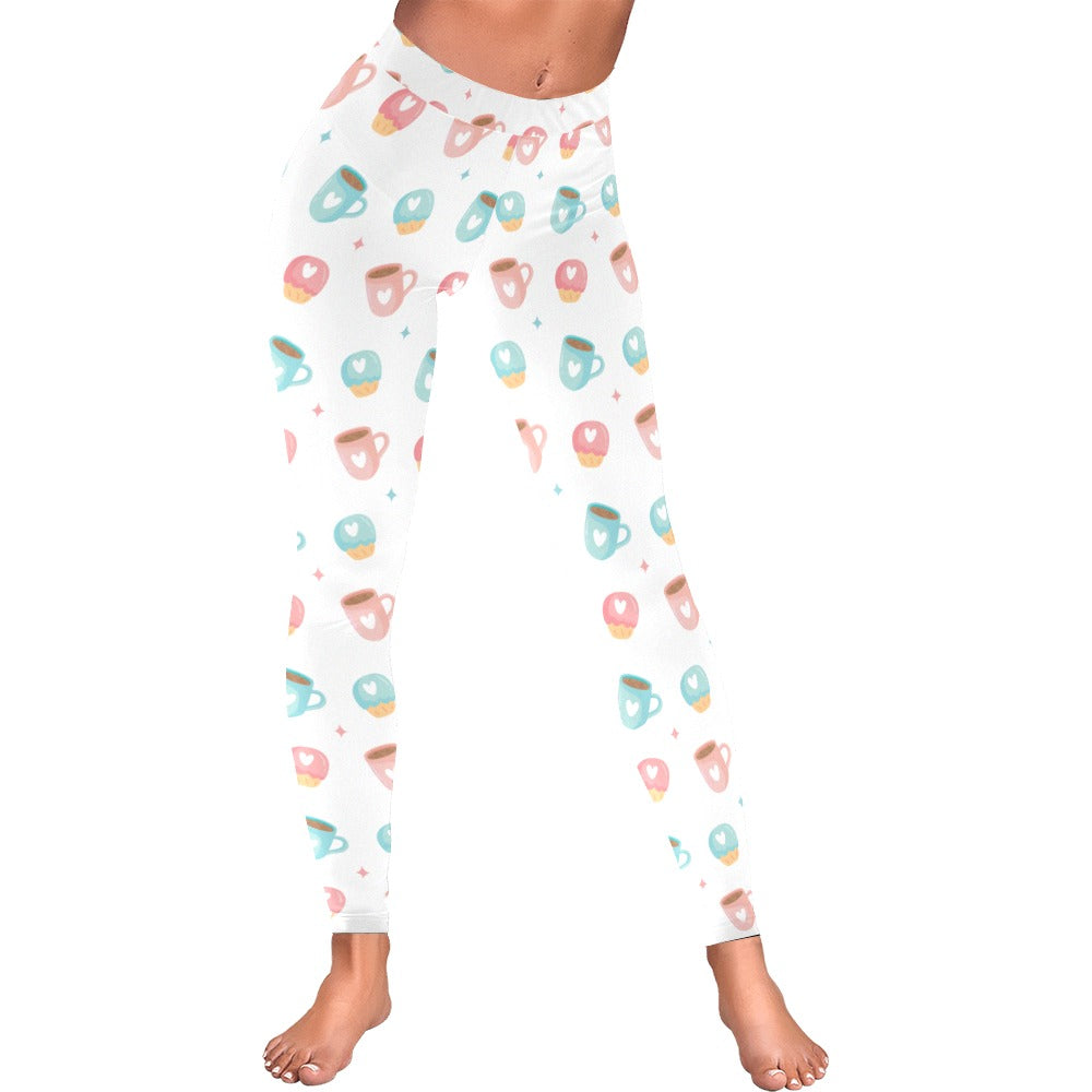 Valentine's Day Heart Mugs Pattern Leggings