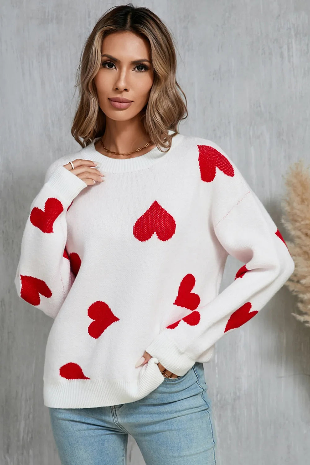 Angel Wings Heart Round Neck Sweater