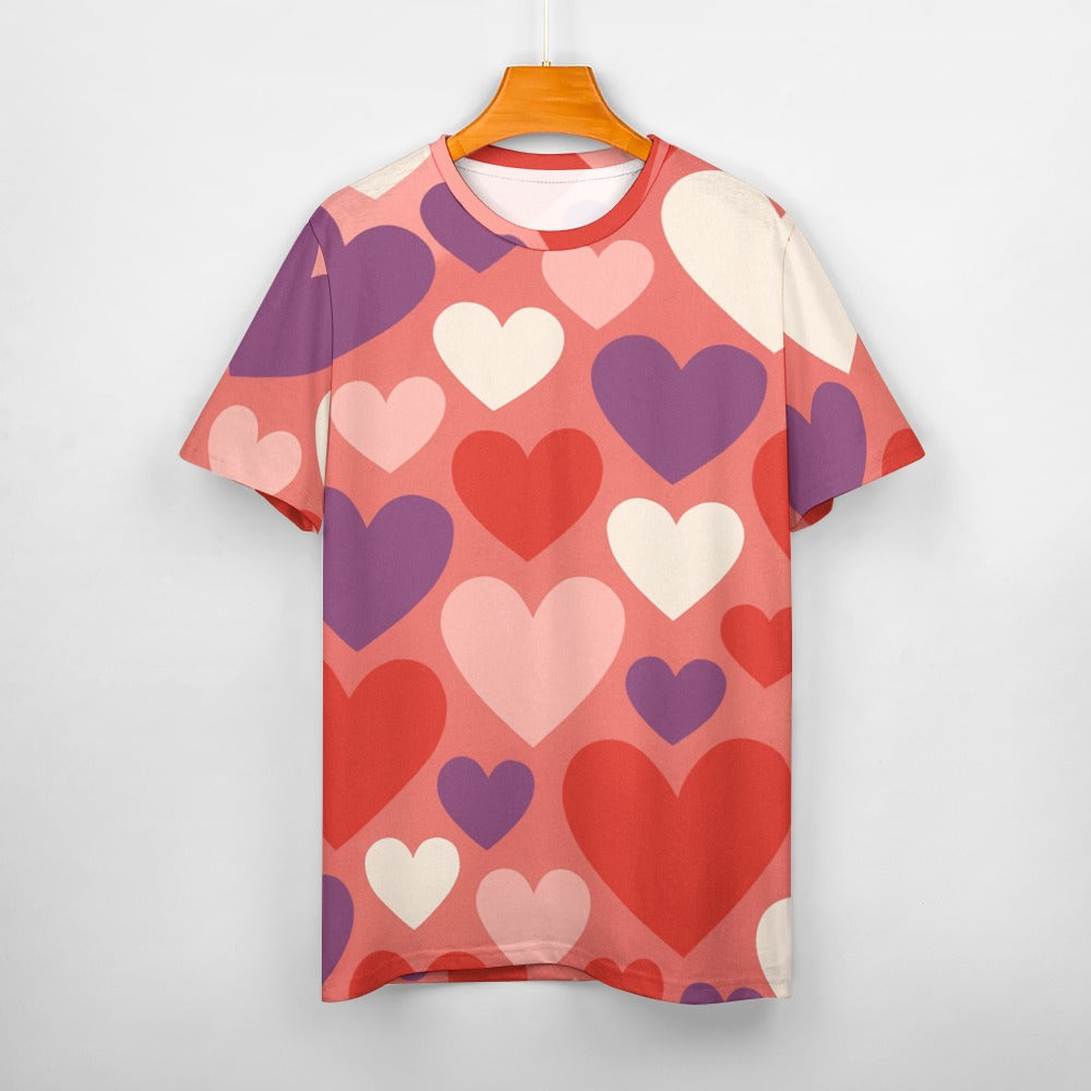 Valentine's Hearts Pattern Women's 100% Cotton T-Shirt