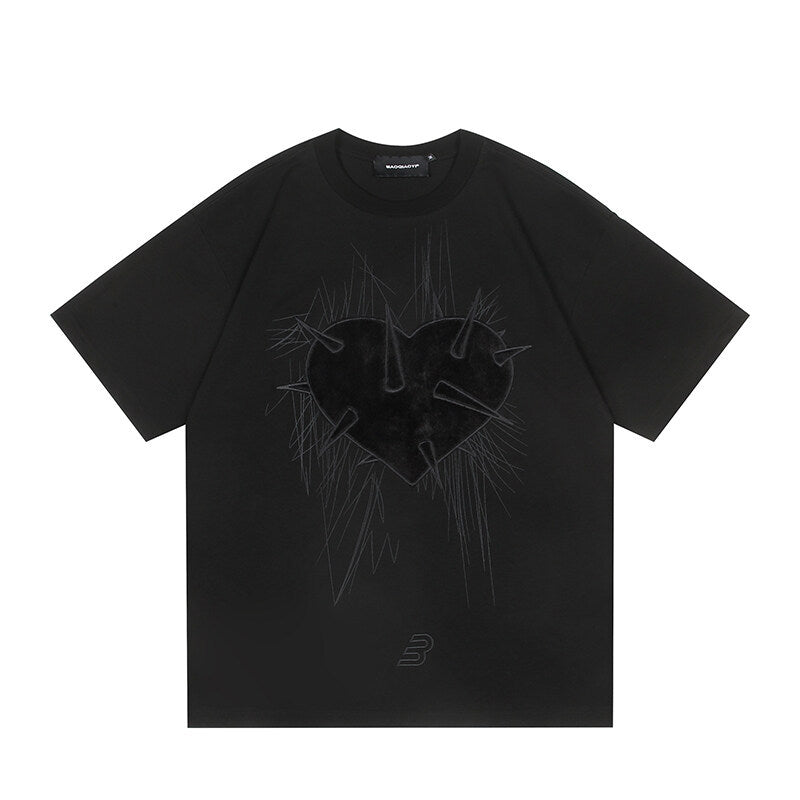 Water Washed Plush Heart T-Shirt for Him & Her