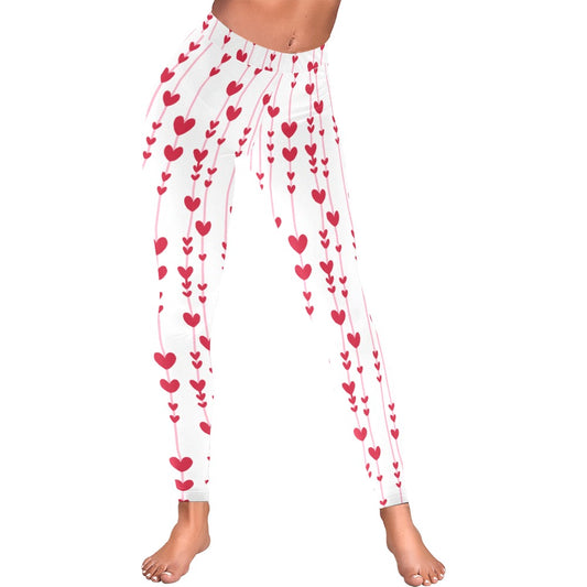 Red Stem Hearts Valentine's Day Women's All-Over Low Rise Leggings