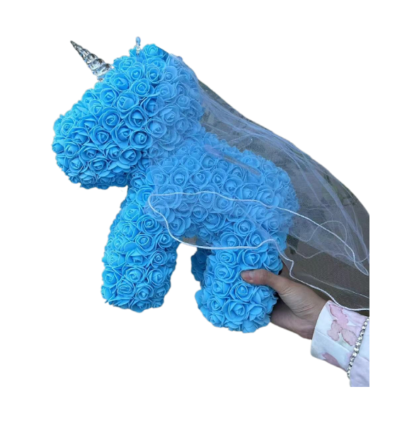 Eternal Flower Unicorn Foam Rose Bear