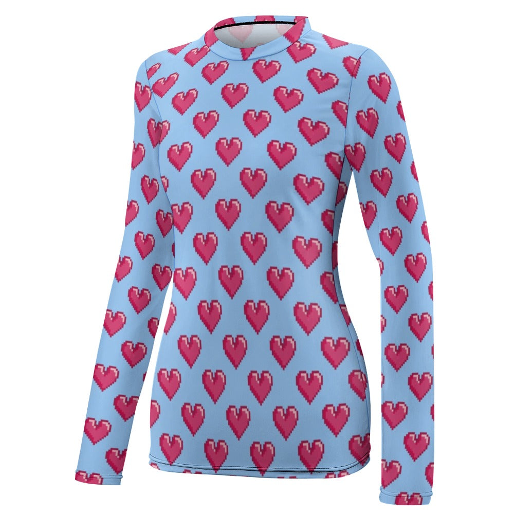 Pixelated Hearts Valentine's Day Women's Long Sleeve T-Shirt