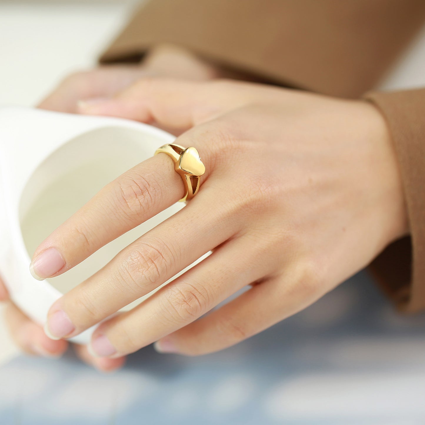 Love Titanium Steel Heart-Shaped Urn Casting Ring