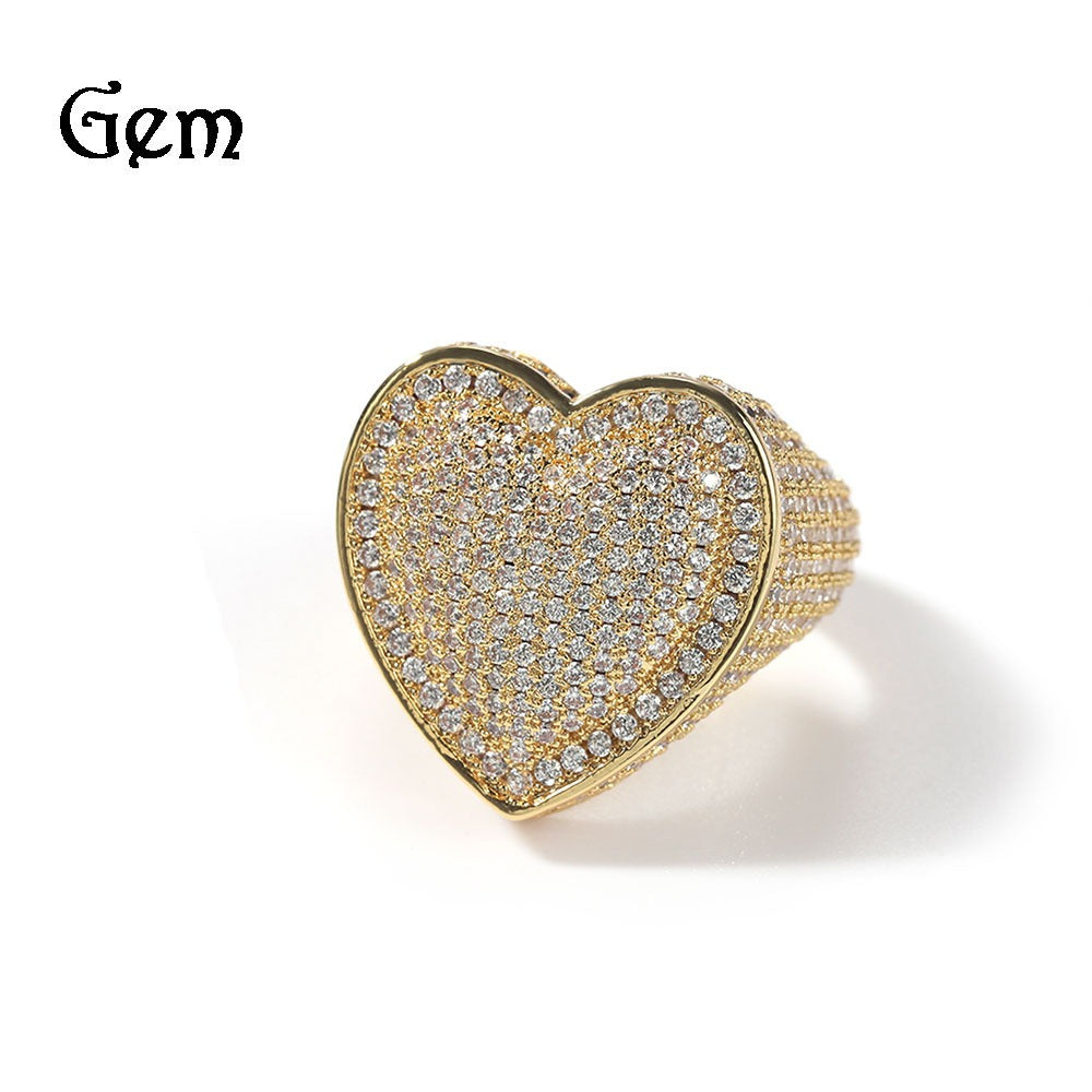 Copper Heart Ring Set with 3A Zircon