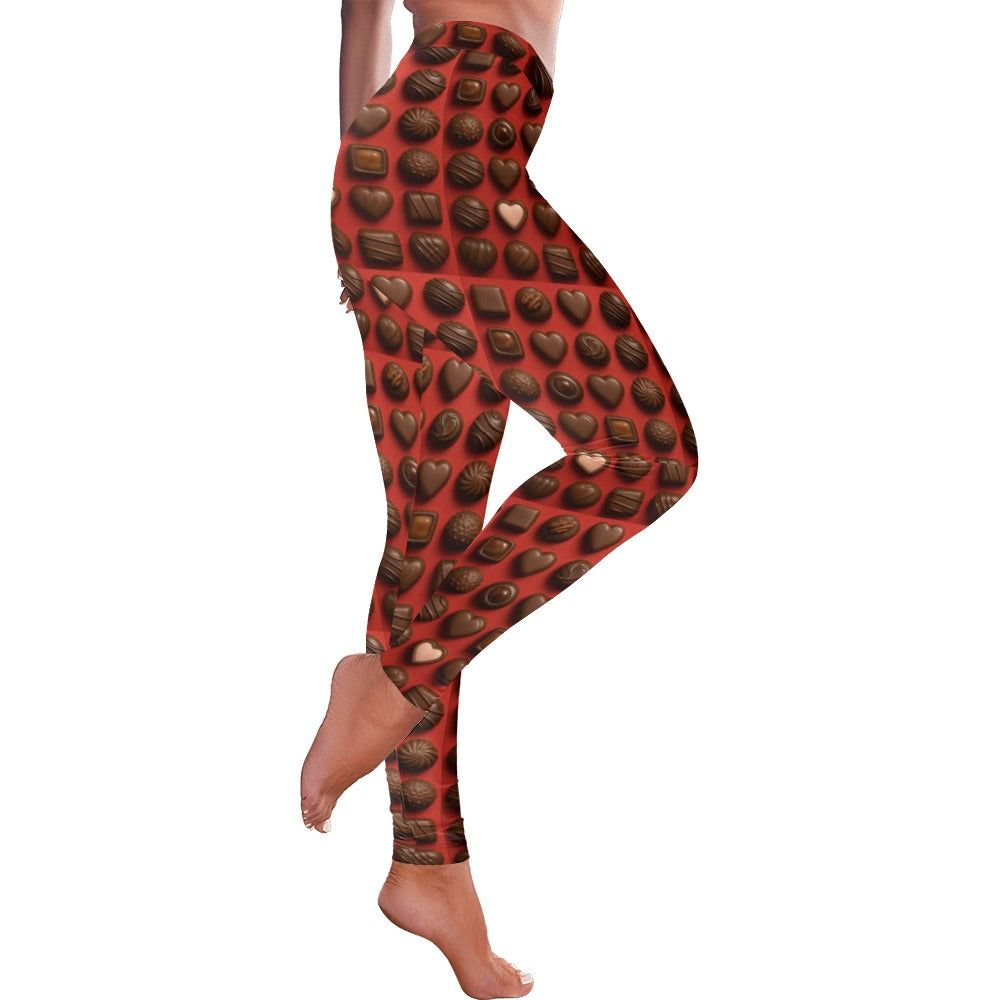 Chocolate Candy Valentine's Day Women's All-Over Low Rise Leggings