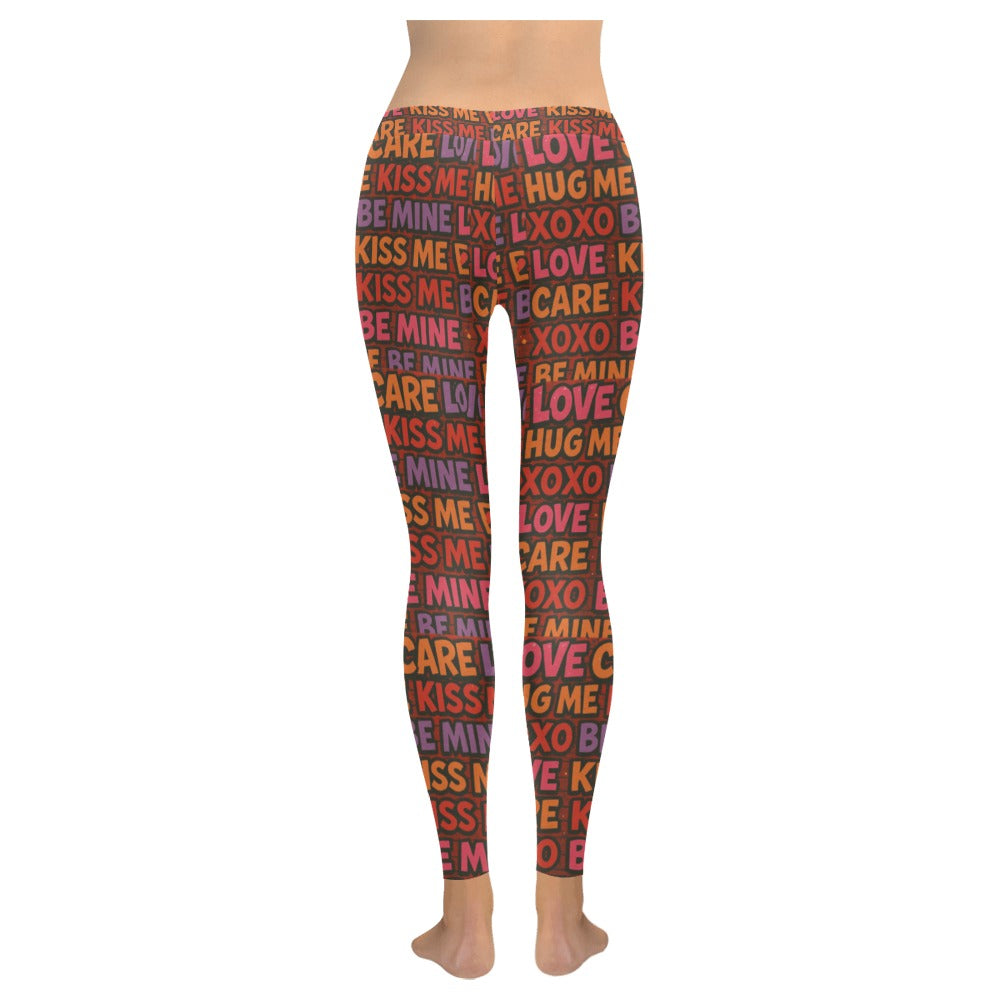 Love Sayings Valentine's Day Women's All-Over Low Rise Leggings