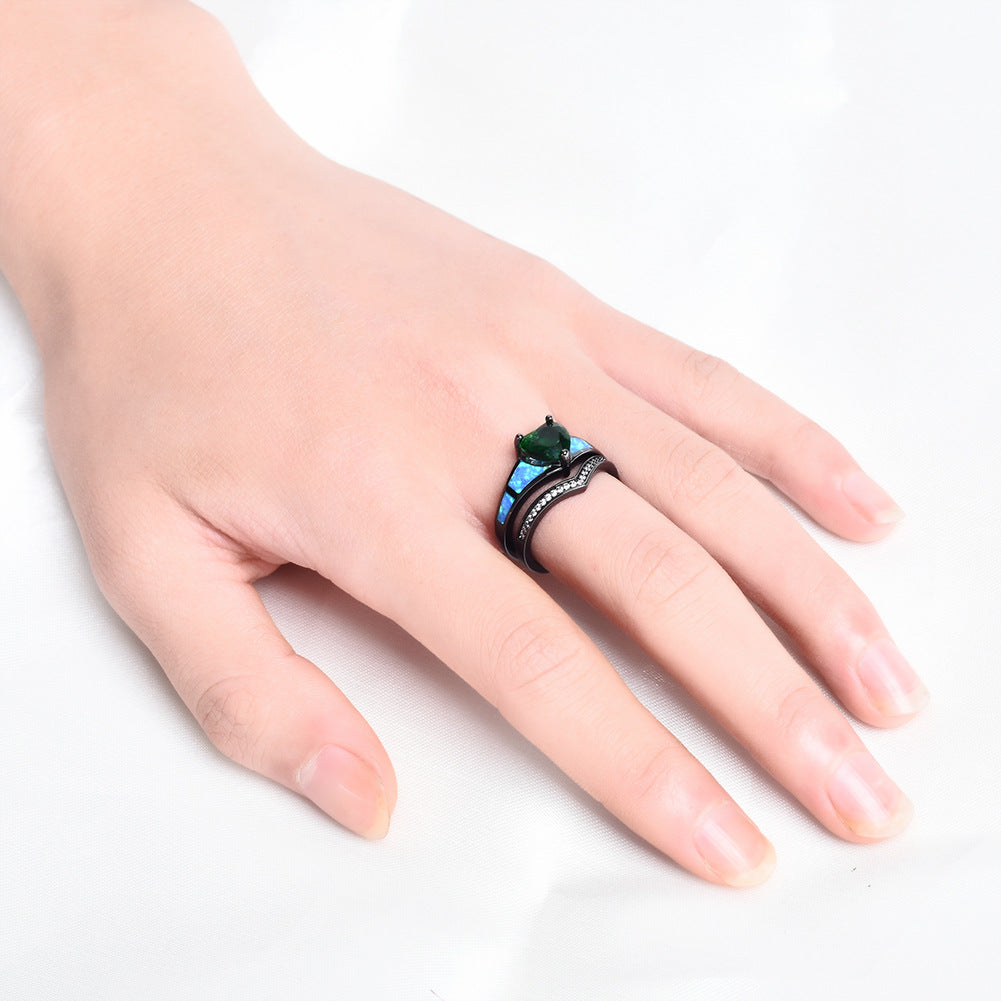 Heart Fire Opal Rings for Women - Vintage Style Engagement Jewelry