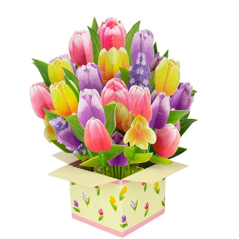 3D Mother's Day Greeting Card - Creative Bouquet Design