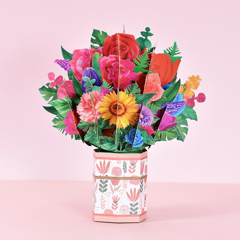 3D Mother's Day Greeting Card - Creative Bouquet Design