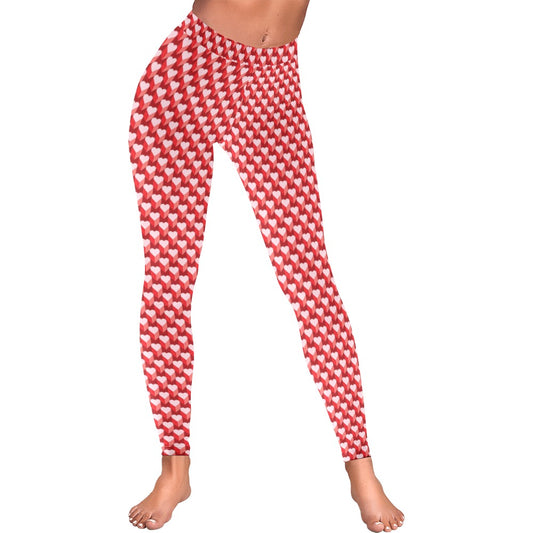 3D Valentine's Day Hearts Pattern Women's All-Over Low Rise Leggings