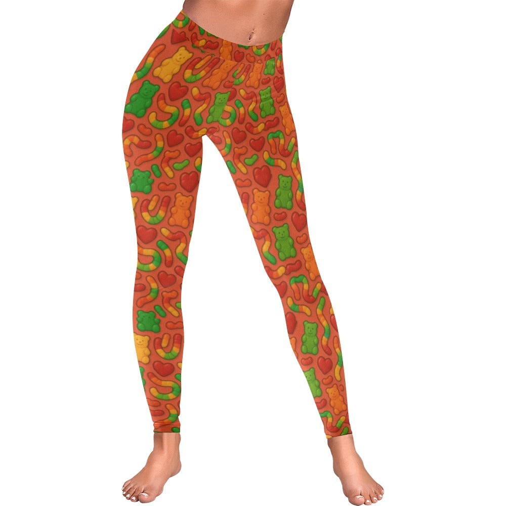 Gummy Candy Heart Valentine's Day Women's All-Over Low Rise Leggings