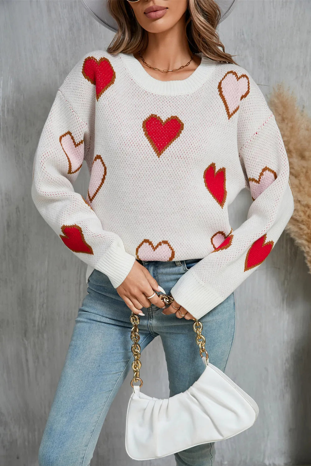 Angel Wings Contrast Heart Sweater