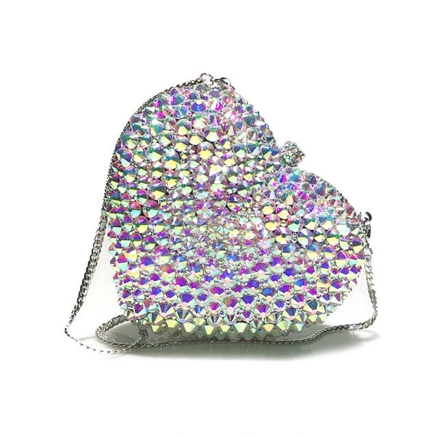 Romantic Heart-Shaped Diamond Evening Bag