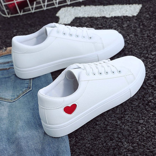 Cute Heart Flats for Women - Stylish PU Leather Sneakers