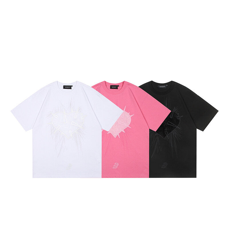 Water Washed Plush Heart T-Shirt for Him & Her