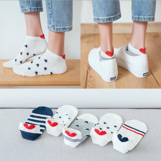 Cute Cat Ankle Socks - 5 Pairs for Valentine's Day