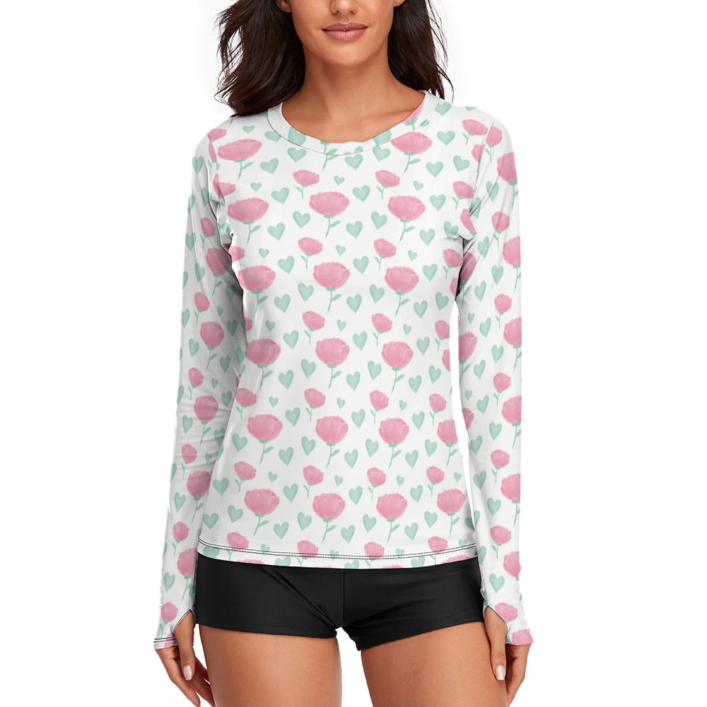 Hearts and Flowers Valentine's Day Women's Long Sleeve T-Shirt