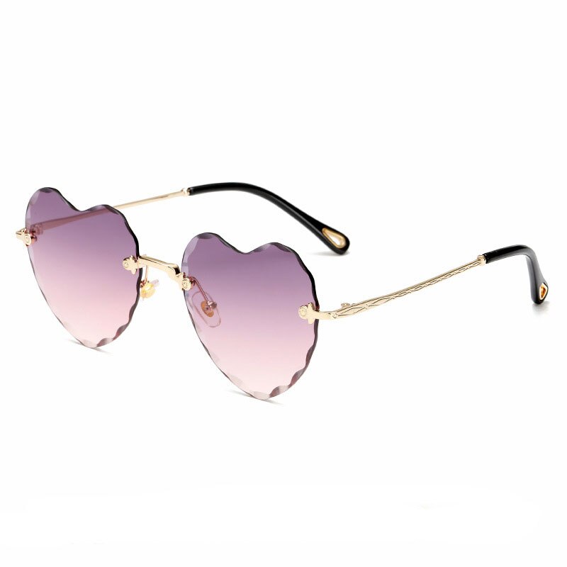 Heart Shaped Gradient Rimless Sunglasses for Ladies
