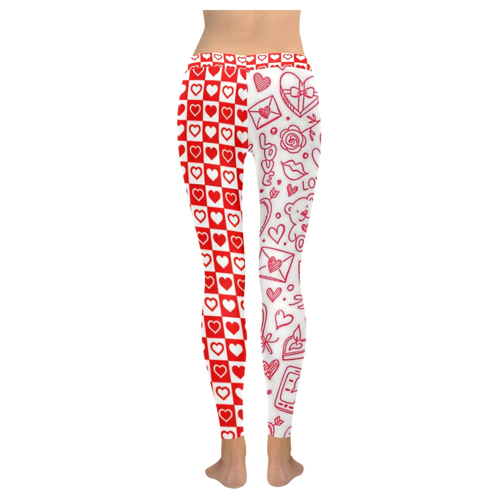 Valentine's Day Checkerboard Doodle Women's Leggings
