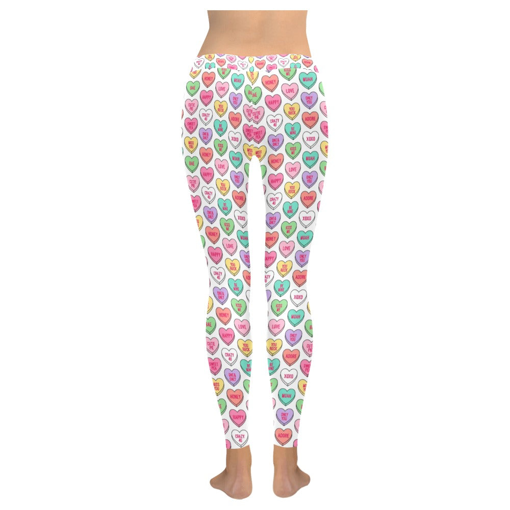 Valentine's Day Candy Hearts Women's All-Over Low Rise Leggings