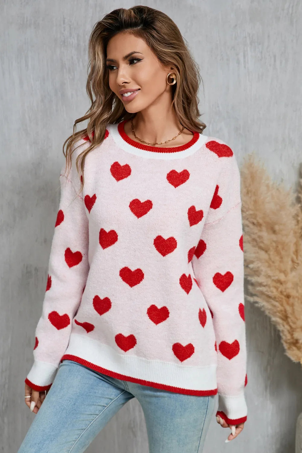 Angel Wings Contrast Trim Heart Sweater