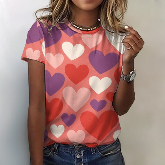 Valentine's Hearts Pattern Women's 100% Cotton T-Shirt