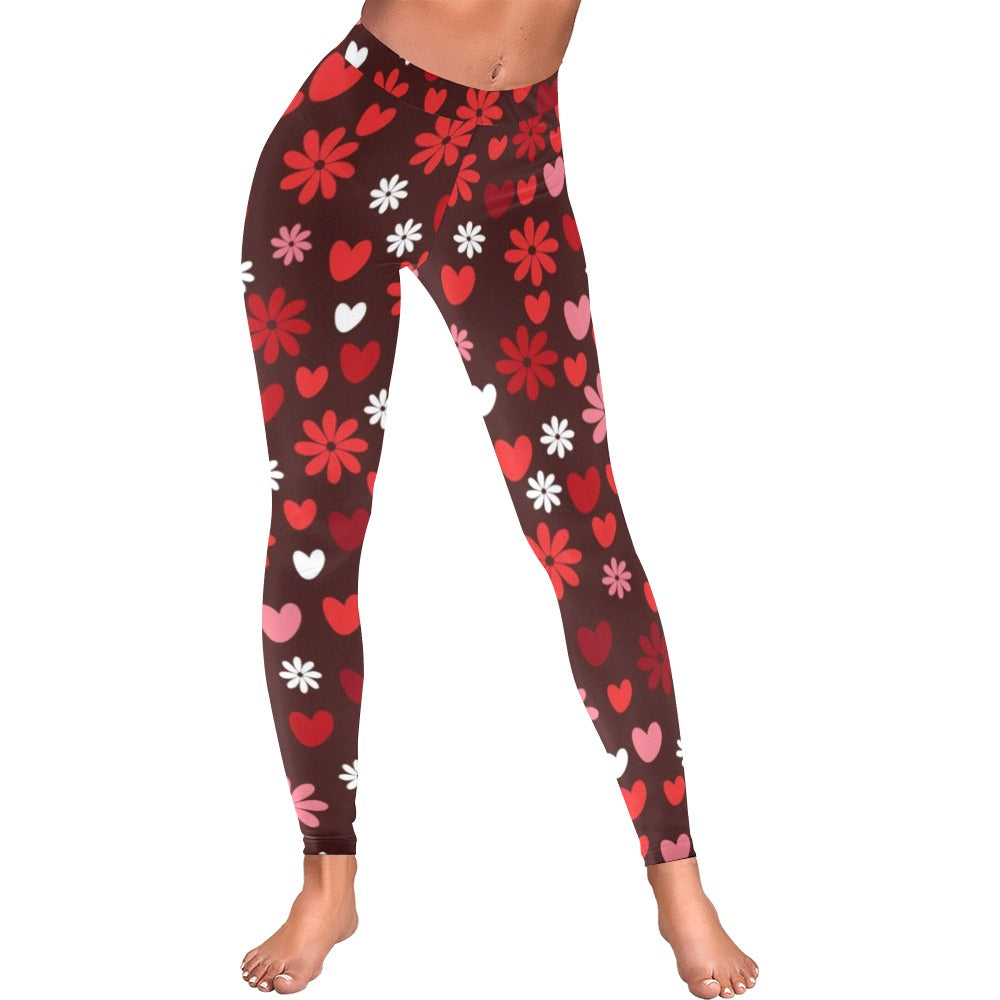 Hearts and Flowers Valentine's Day Leggings