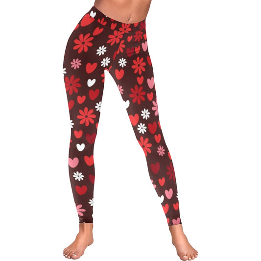 Hearts and Flowers Valentine's Day Leggings