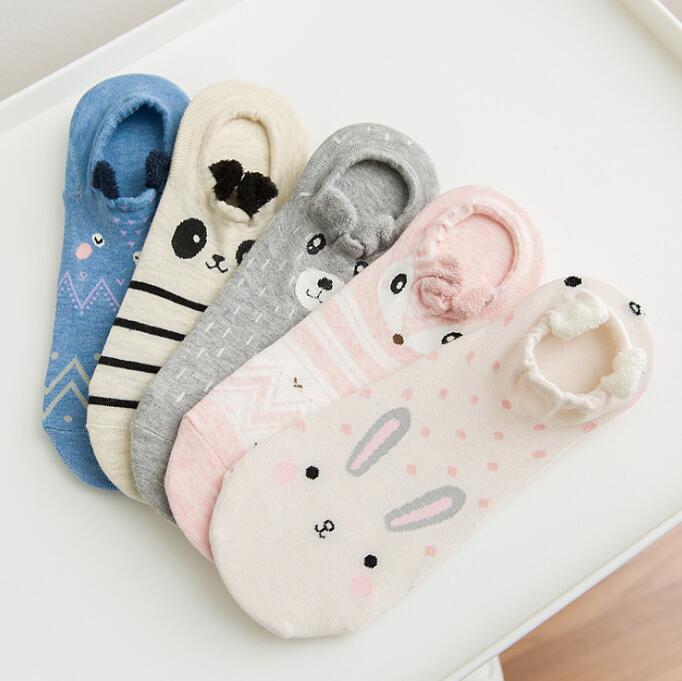 Cute Cat Ankle Socks - 5 Pairs for Valentine's Day