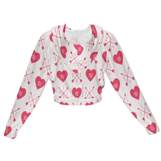 Love You Valentine's Day Women's Chiffon Cropped Jacket