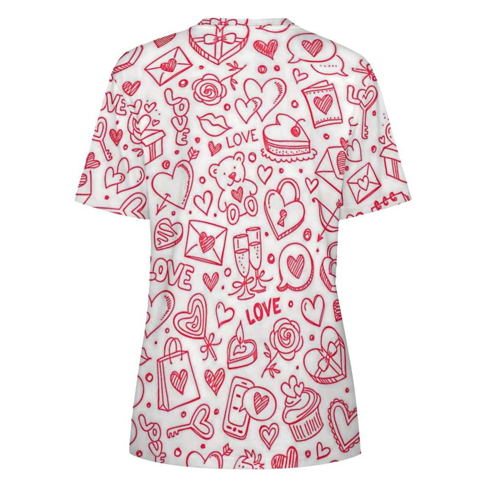 Valentine's Day Doodle Women's 100% Cotton T-Shirt