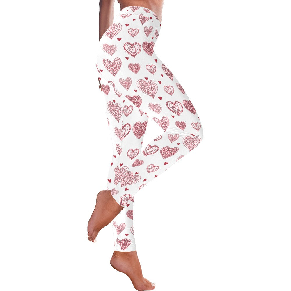 Valentine's Day Eclectic Hearts Women's All-Over Low Rise Leggings