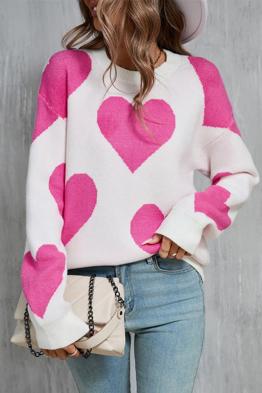 Angel Wings Contrast Heart Sweater