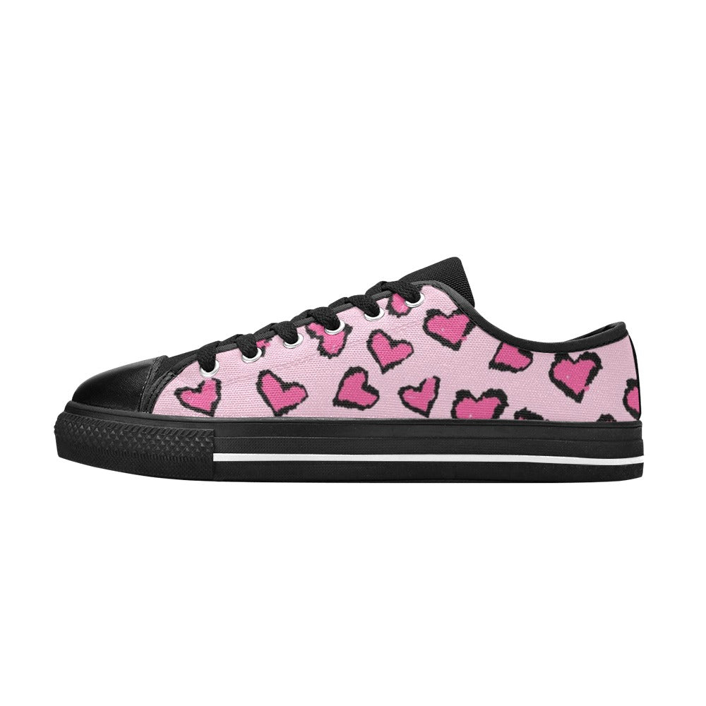 Pink Leopard Valentine's Day Canvas Women's Shoes