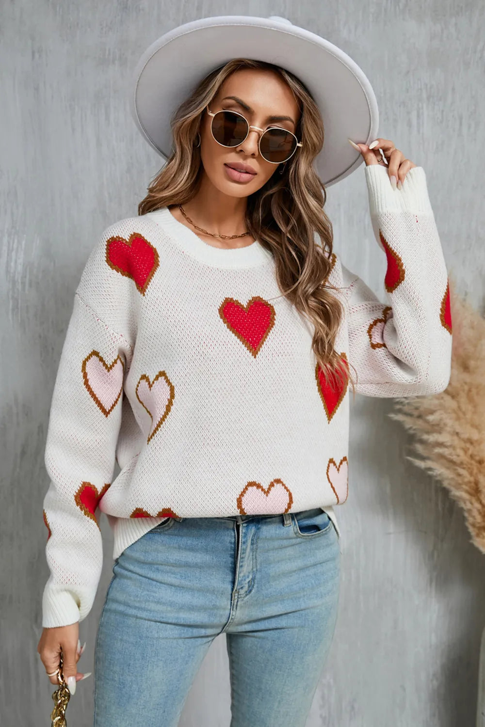 Angel Wings Contrast Heart Sweater