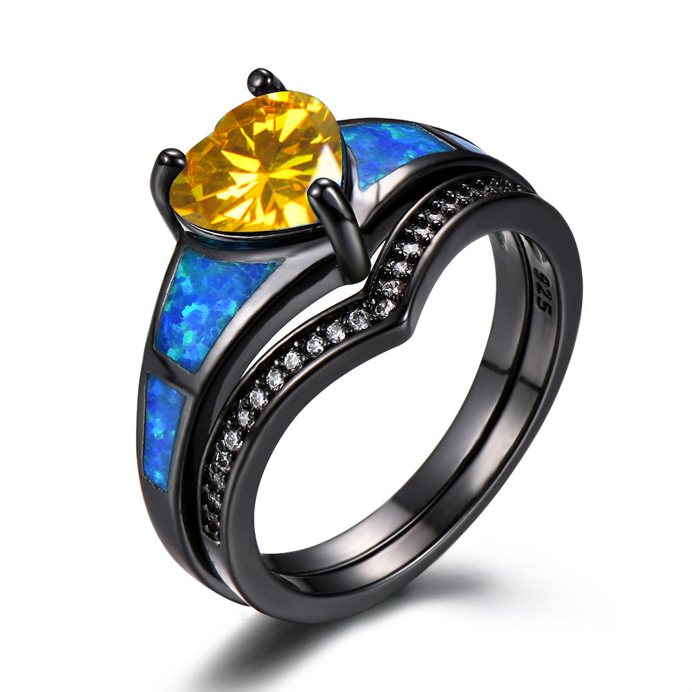 Heart Fire Opal Rings for Women - Vintage Style Engagement Jewelry