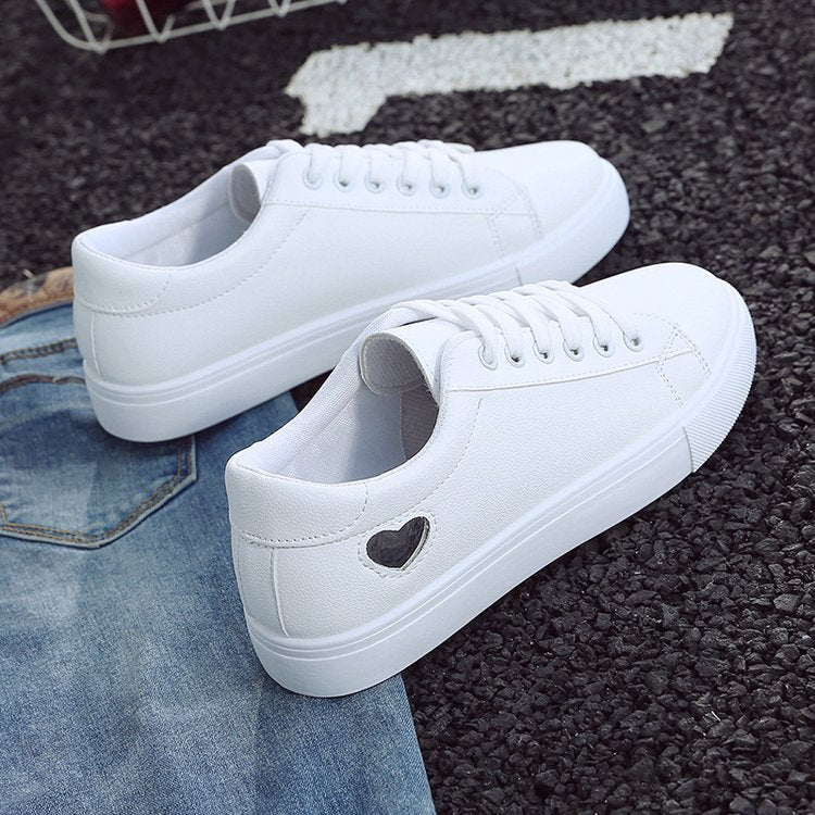 Cute Heart Flats for Women - Stylish PU Leather Sneakers
