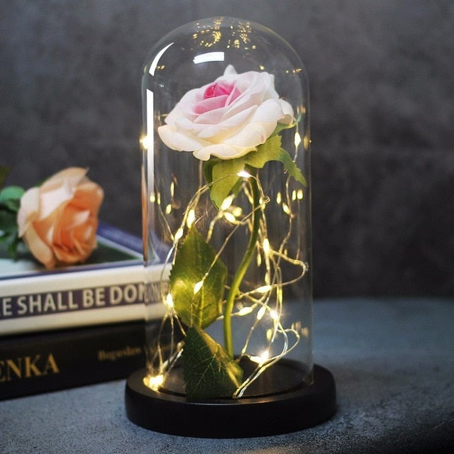 Beauty And The Beast Rose in Flask - LED Light