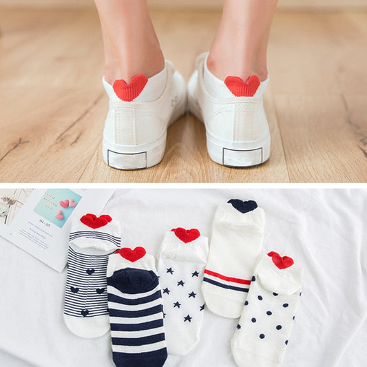 Cute Cat Ankle Socks - 5 Pairs for Valentine's Day
