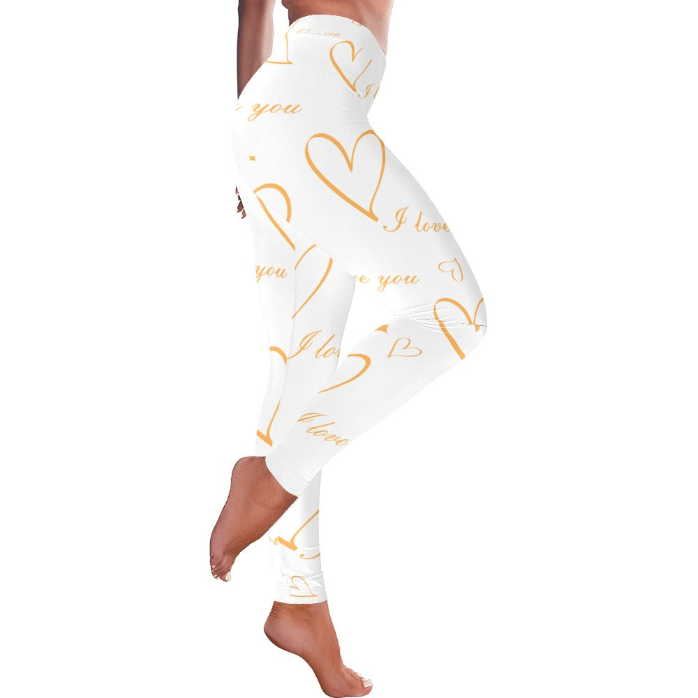 White I Love You Hearts Women's Valentine's Day Leggings