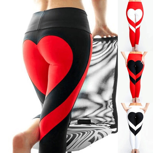 Heart-Shaped Women's Yoga Leggings for Valentine's Day