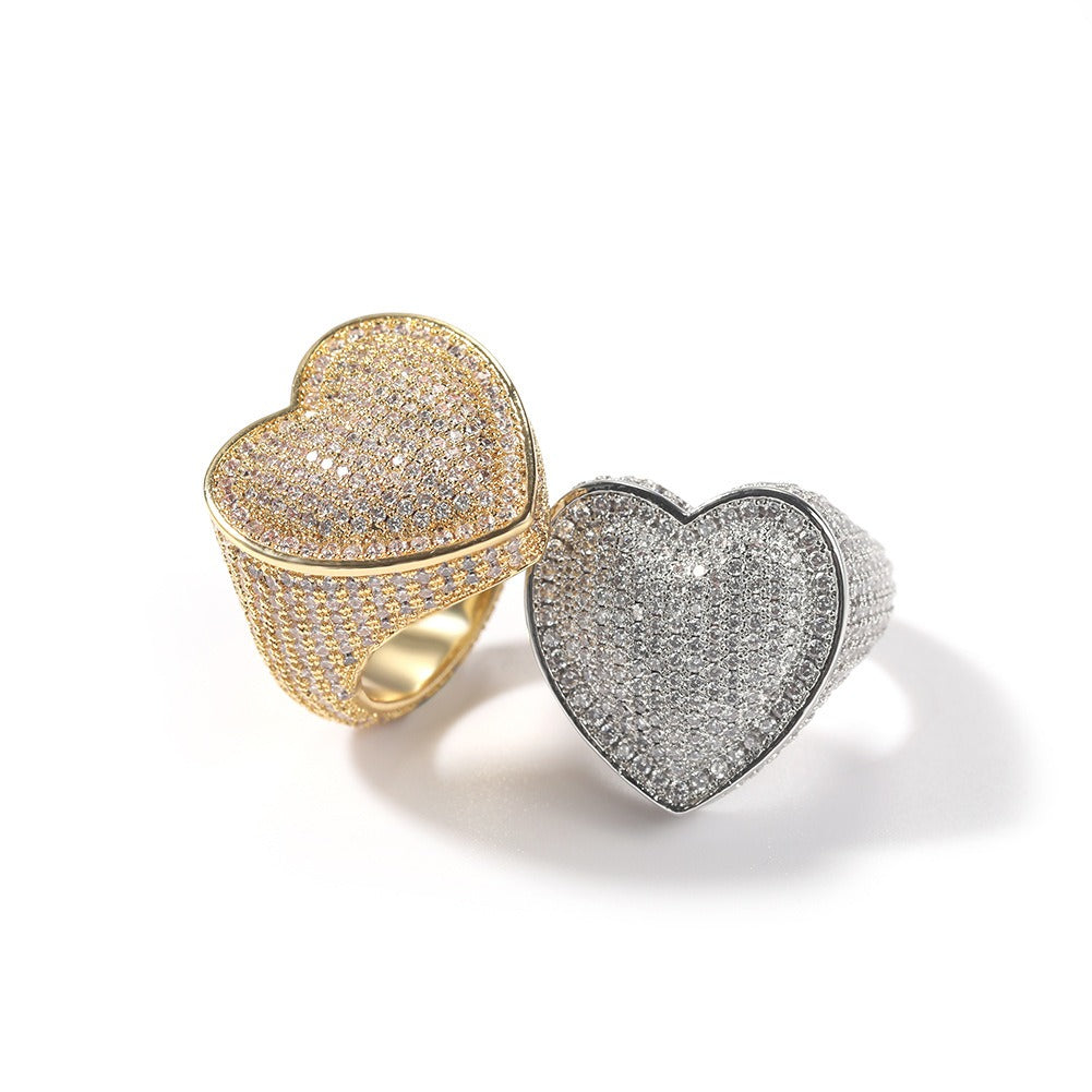 Copper Heart Ring Set with 3A Zircon