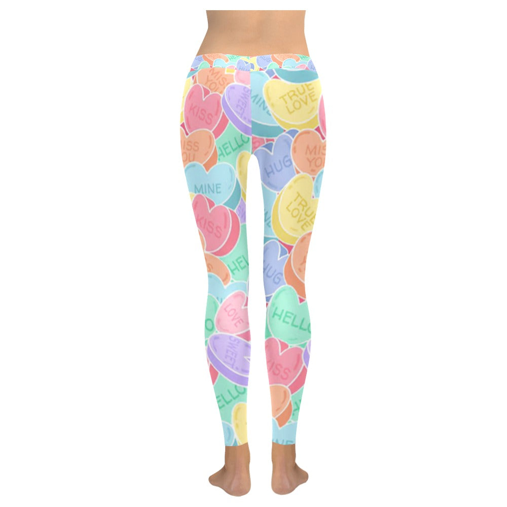 Valentine's Day Candy Hearts Women's All-Over Print Pastel Low Rise Leggings