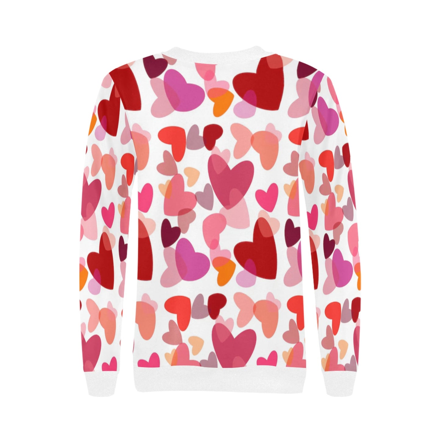 Mosaic Hearts Valentine's Day Women's Rib Cuff Crew Neck Sweatshirt