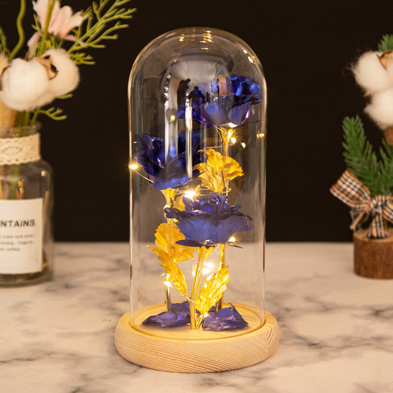 Three Glass Cover Gold Foil Roses Ornament