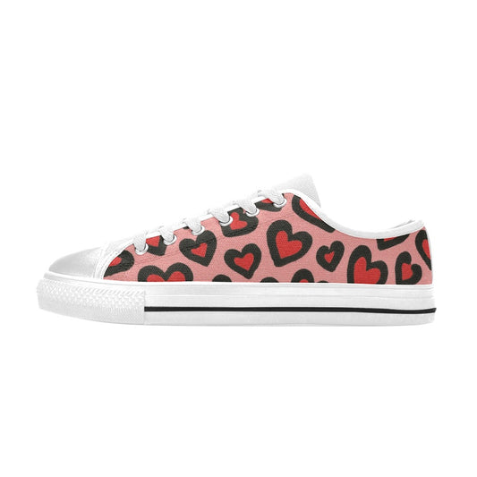 Valentine's Day Leopard Print Heart Canvas Women's Shoes