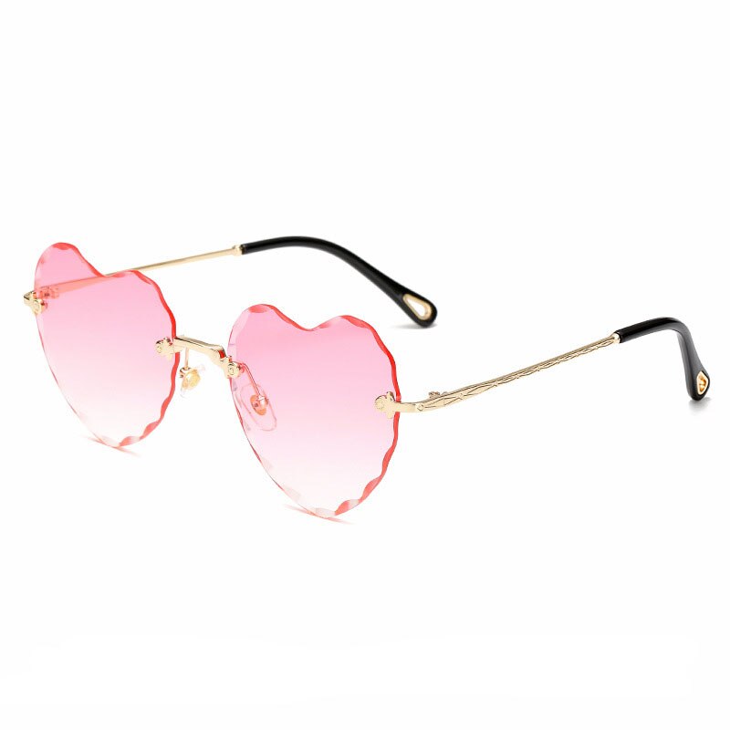 Heart Shaped Gradient Rimless Sunglasses for Ladies