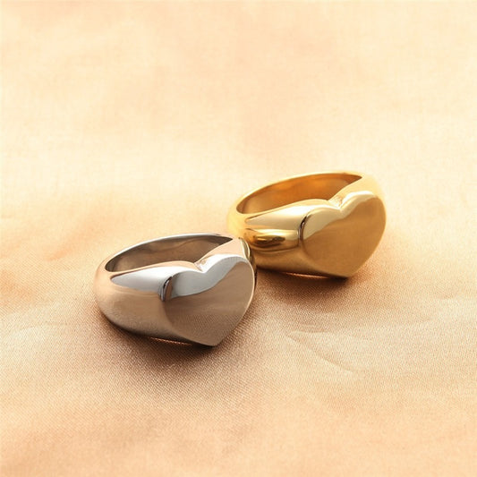 Cute Stainless Steel Heart Shaped Rings