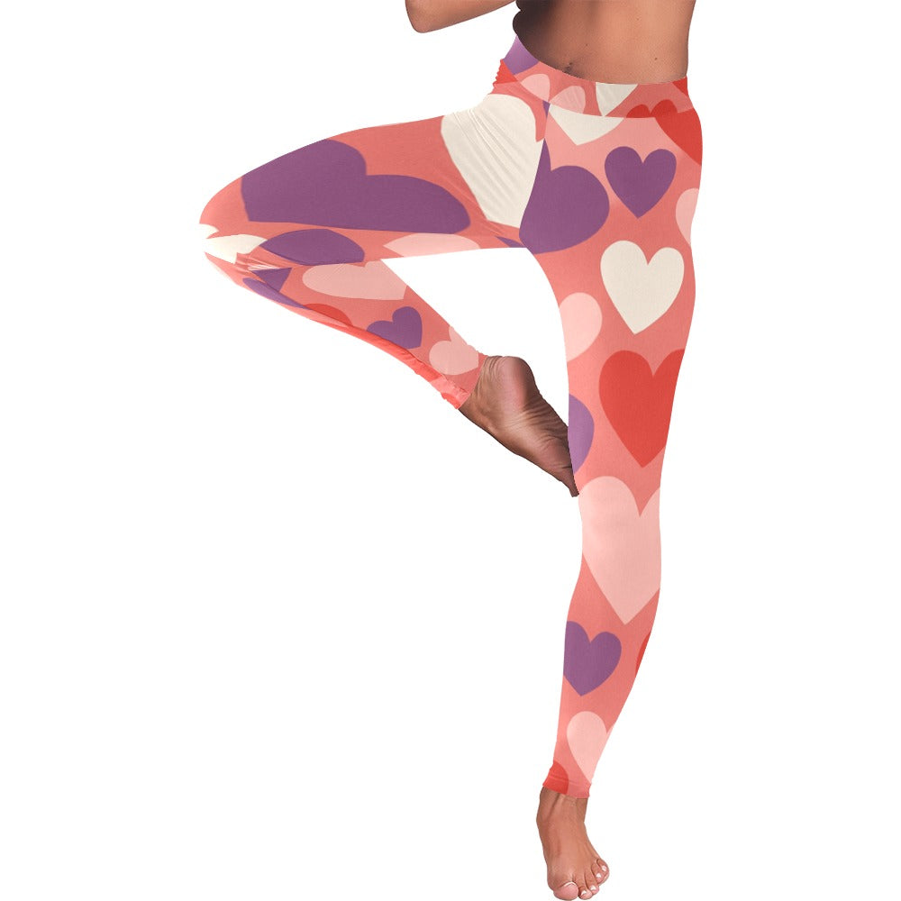 Big Hearts Valentine's Day Women's All-Over Low Rise Leggings